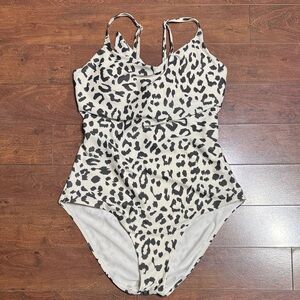 Aerie Leopard Print One-Piece Swimsuit - Black & White